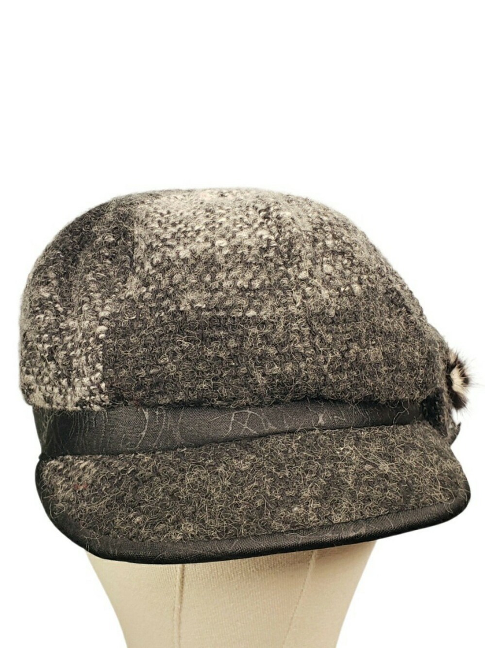 Tweed Newsboy Baker Boy Cabbi Street Cap Side Decorative Flower Boucle Fall OS - Picture 3 of 13